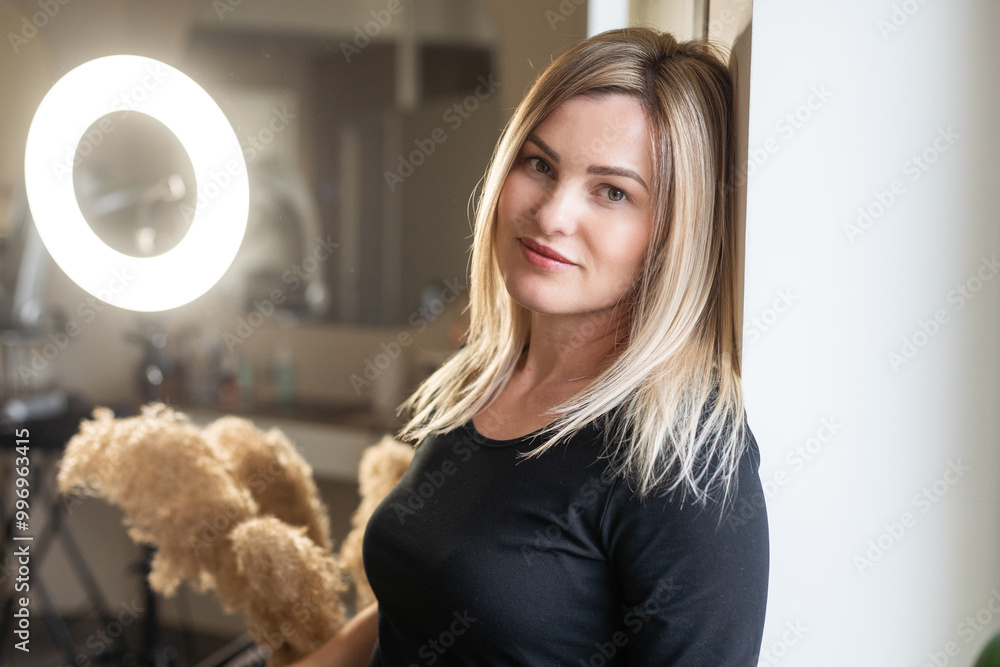 Φωτογραφία Confident smiling middle aged business woman attorney, lady entrepreneur, mature female professional executive manager leader standing in office looking at camera