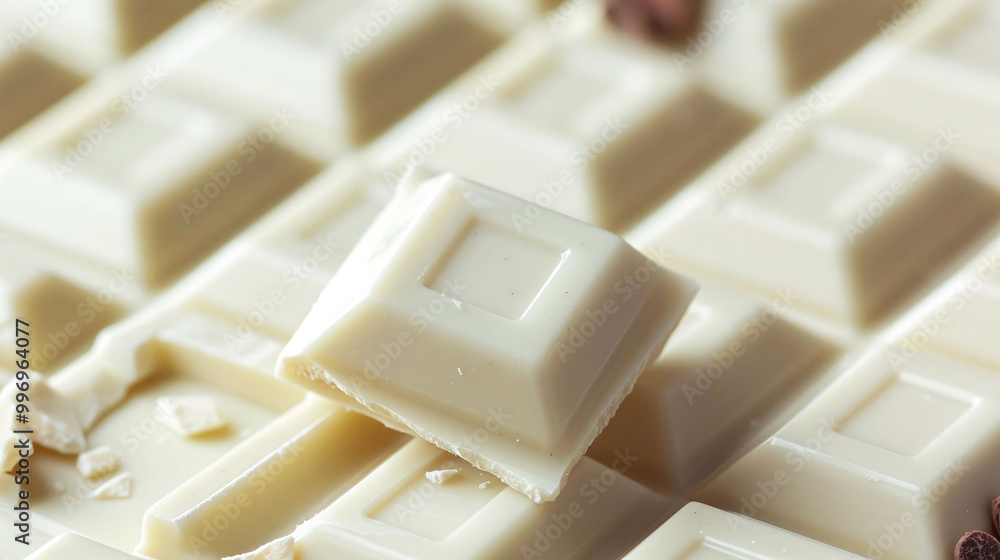 Close-up of White Chocolate Bar with Textured Square Pieces Close-up of White Chocolate Bar with Textured Square Pieces