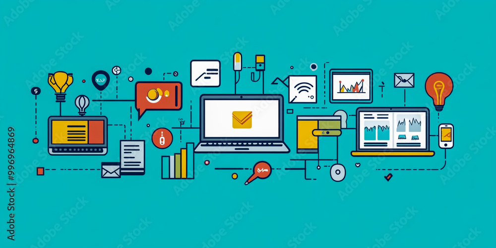 The simple yet impactful design represents tech-based office services for marketable small business products. The simple yet impactful design represents tech-based office services for marketable small business products.