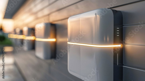 Close-up of Wall-Mounted Battery Packs for Sustainable Power