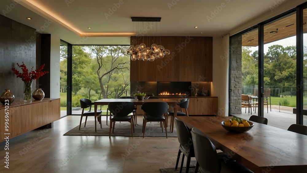 Modern Dining Room with Outdoor View Modern Dining Room with Outdoor View