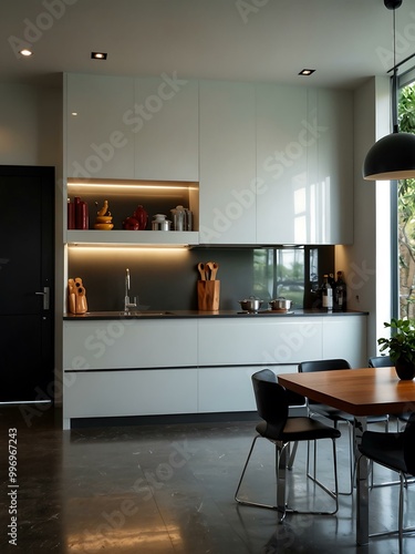 Modern kitchen interior design.