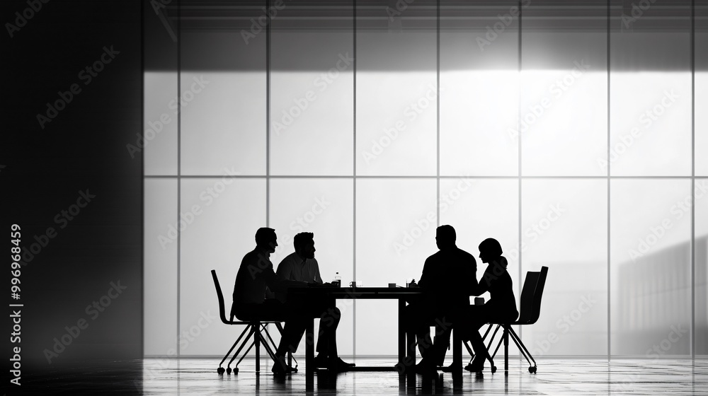 Group of diverse office workers brainstorming ideas around a table, copy space Group of diverse office workers brainstorming ideas around a table, copy space