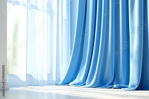 Isolated on transparent background  blue stage curtain  photo  png