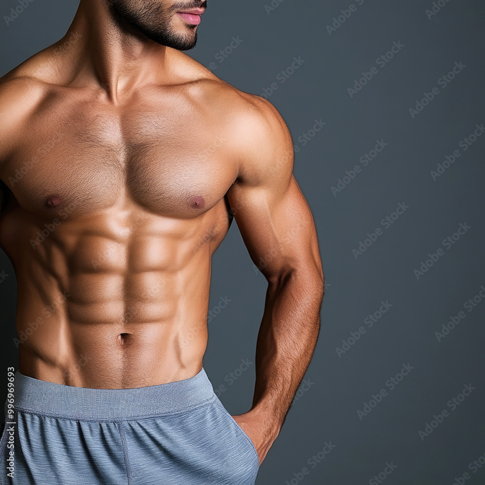 Fototapeta premium Athlete Showcasing Perfectly Sculpted Abs in Action