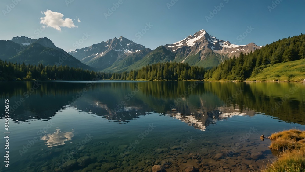 Mountain landscape with a lake. Mountain landscape with a lake.