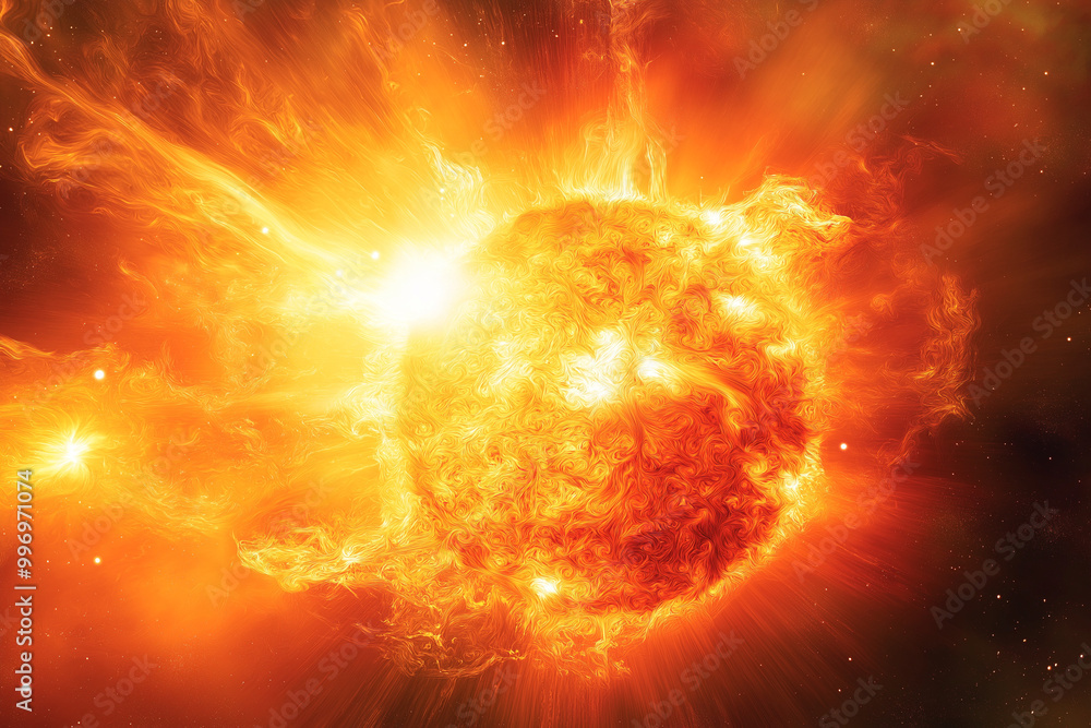 Solar Flare Erupting from the Surface of the Sun, a Magnificent Display of Cosmic Energy Solar Flare Erupting from the Surface of the Sun, a Magnificent Display of Cosmic Energy