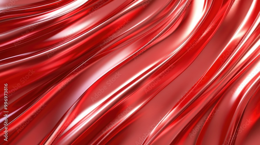 Glossy Red Waves Fabric Texture Background Glossy Red Waves Fabric Texture Background