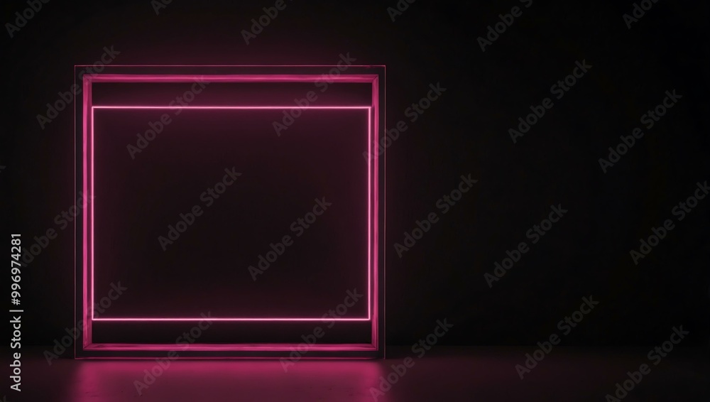 Neon pink frame with a dark backdrop. Neon pink frame with a dark backdrop.