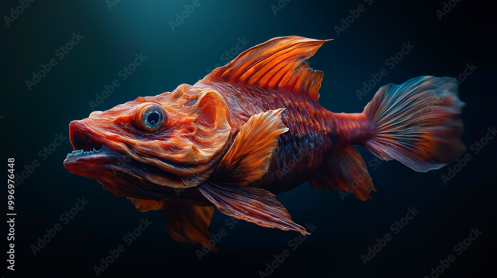A fish fantastical and eerie swimming life on deep sea, Dark mysterious
A fish fantastical and eerie swimming life on deep sea, Dark mysterious