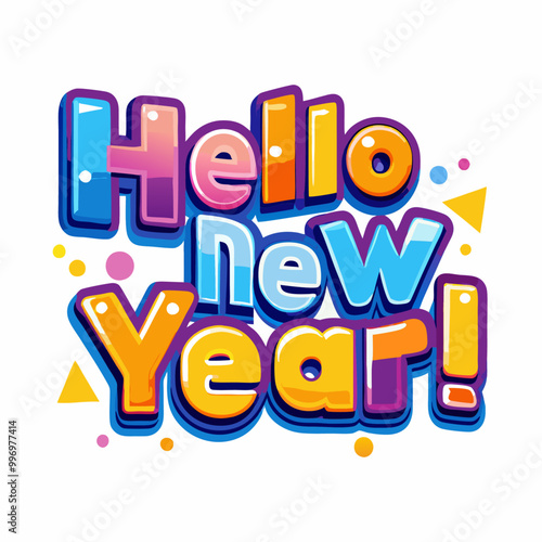 Hello new year font design on a isolated white background (19)