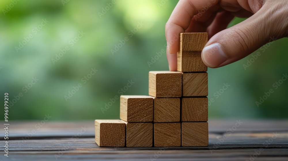 business development and growth success process concept, close up hand arranging wood block stacking, background with copy space business development and growth success process concept, close up hand arranging wood block stacking, background with copy space