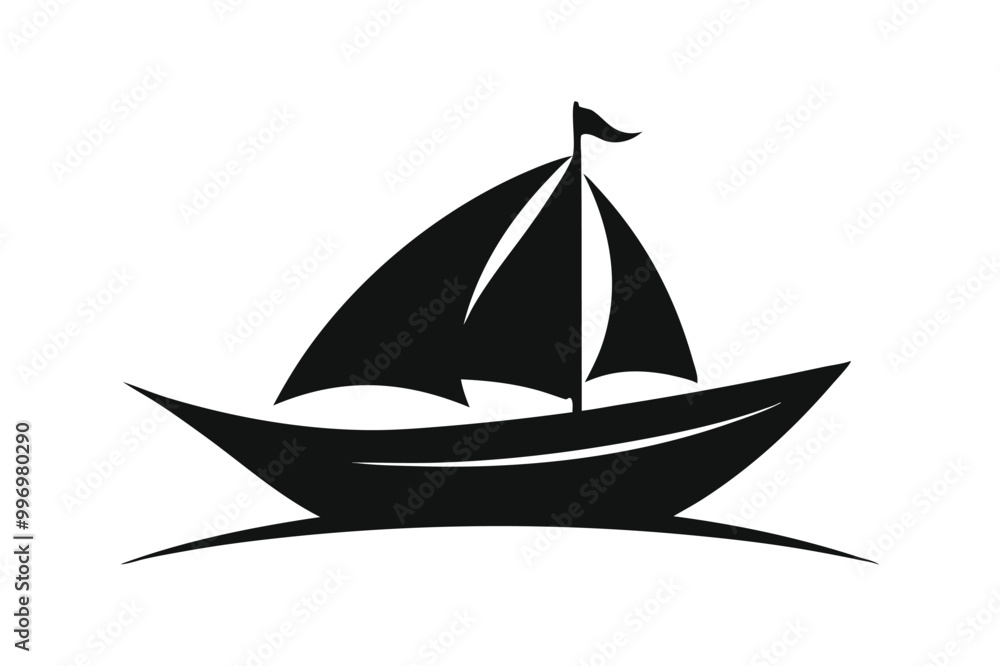 Fototapeta premium Boat Logo silhouette black vector art illustration.