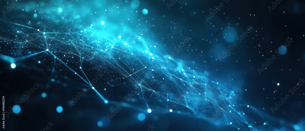 Abstract digital network with glowing particles and interconnected lines. Abstract digital network with glowing particles and interconnected lines.