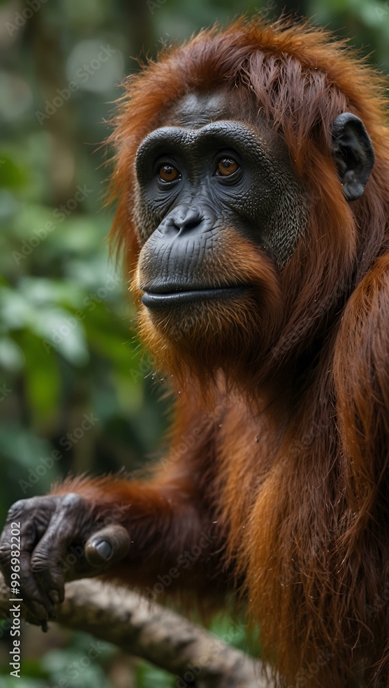 Orangutan in its natural environment. Orangutan in its natural environment.