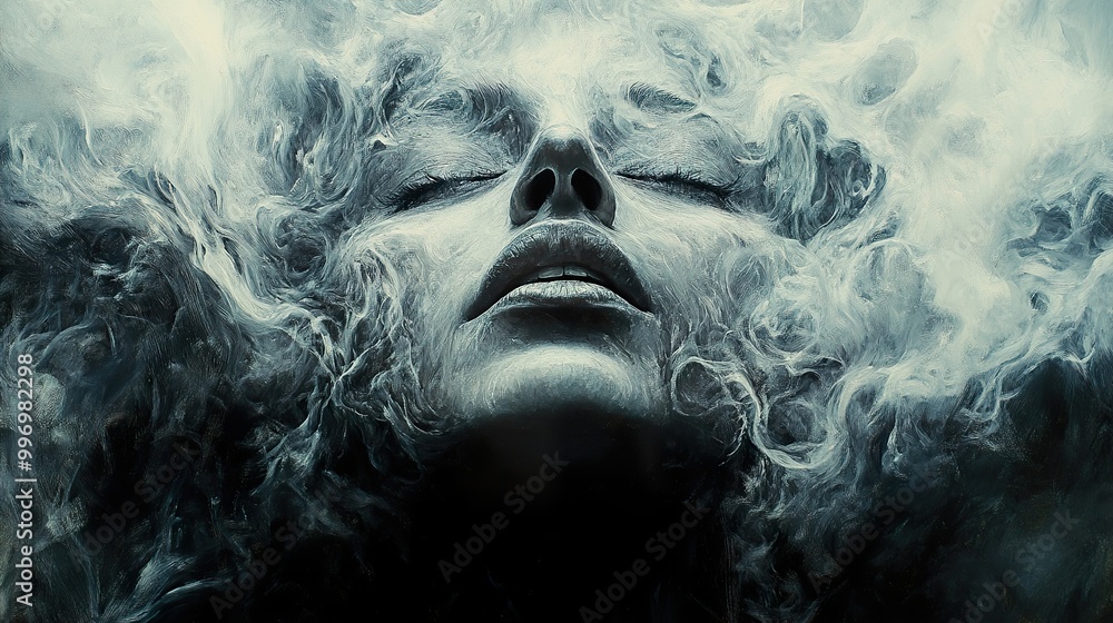 Dreamy Portrait of a Woman in Smoke Dreamy Portrait of a Woman in Smoke