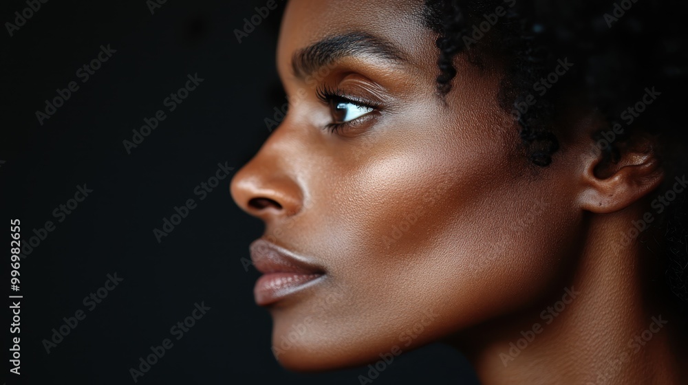 A profile shot of a serene woman with well-defined features, combining elegance and introspection, embodying the beauty of simplicity in powerful portraiture. A profile shot of a serene woman with well-defined features, combining elegance and introspection, embodying the beauty of simplicity in powerful portraiture.