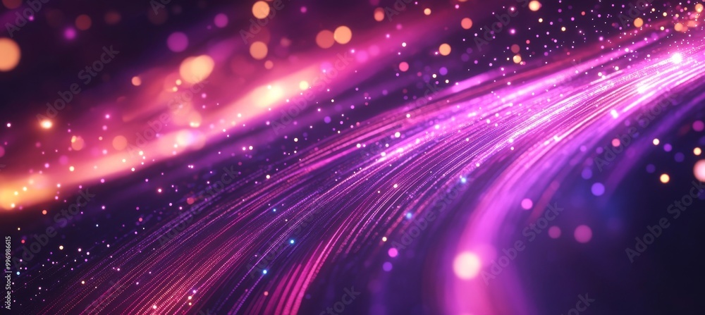 Twisted lines with dots of light. Neuro impulse in cyber stream. Abstract nanofiber 3D illustration Twisted lines with dots of light. Neuro impulse in cyber stream. Abstract nanofiber 3D illustration