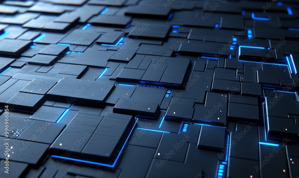 Fototapeta premium 3D representation of digital streams in a future motherboard. Nanotechnology in processors and computers.