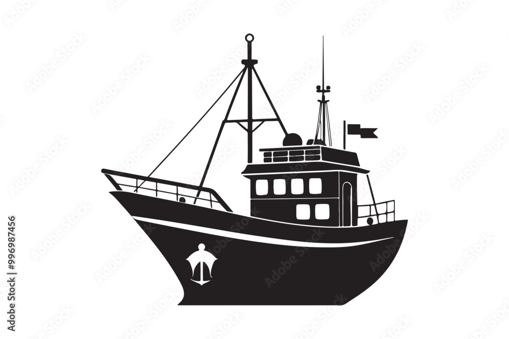 Fishing Boat silhouette vector illustration, Fishing Boat silhouette vector Fishing Boat silhouette vector illustration, Fishing Boat silhouette vector