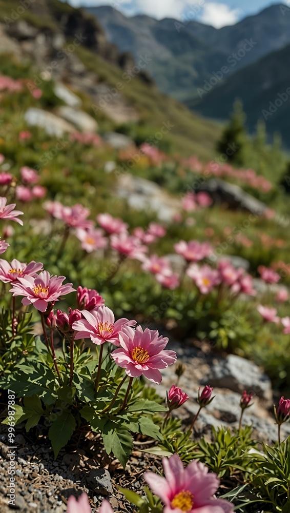 Pink flowers blooming in the mountains. Pink flowers blooming in the mountains.