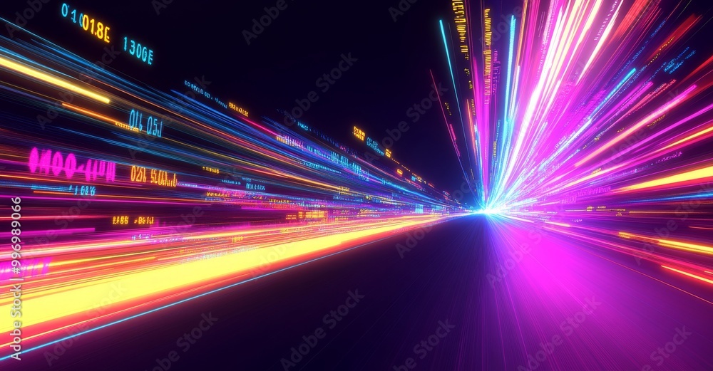 Binary code impulse. Neon stream. Data funnel stream technology. Cyberpunk funnel. Electrical impulse, binary code. Binary code impulse. Neon stream. Data funnel stream technology. Cyberpunk funnel. Electrical impulse, binary code.