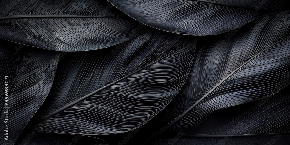 Monochrome close-up of abstract plant leaves with fine details and texture, minimalist black and white design, Ai Generation Monochrome close-up of abstract plant leaves with fine details and texture, minimalist black and white design, Ai Generation