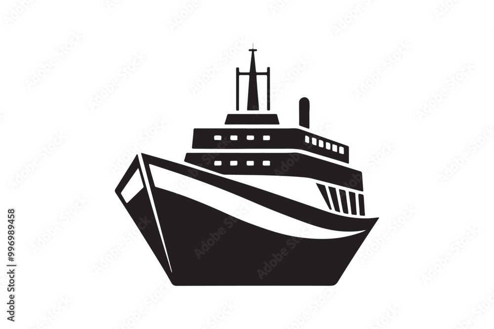 Obraz premium Fishing Boat silhouette vector illustration, Fishing Boat silhouette vector 