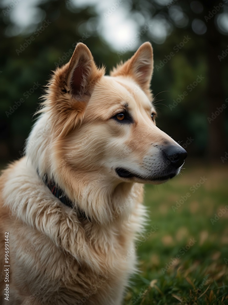 Portrait of Freya, a serene Swiss shepherd dog. Portrait of Freya, a serene Swiss shepherd dog.