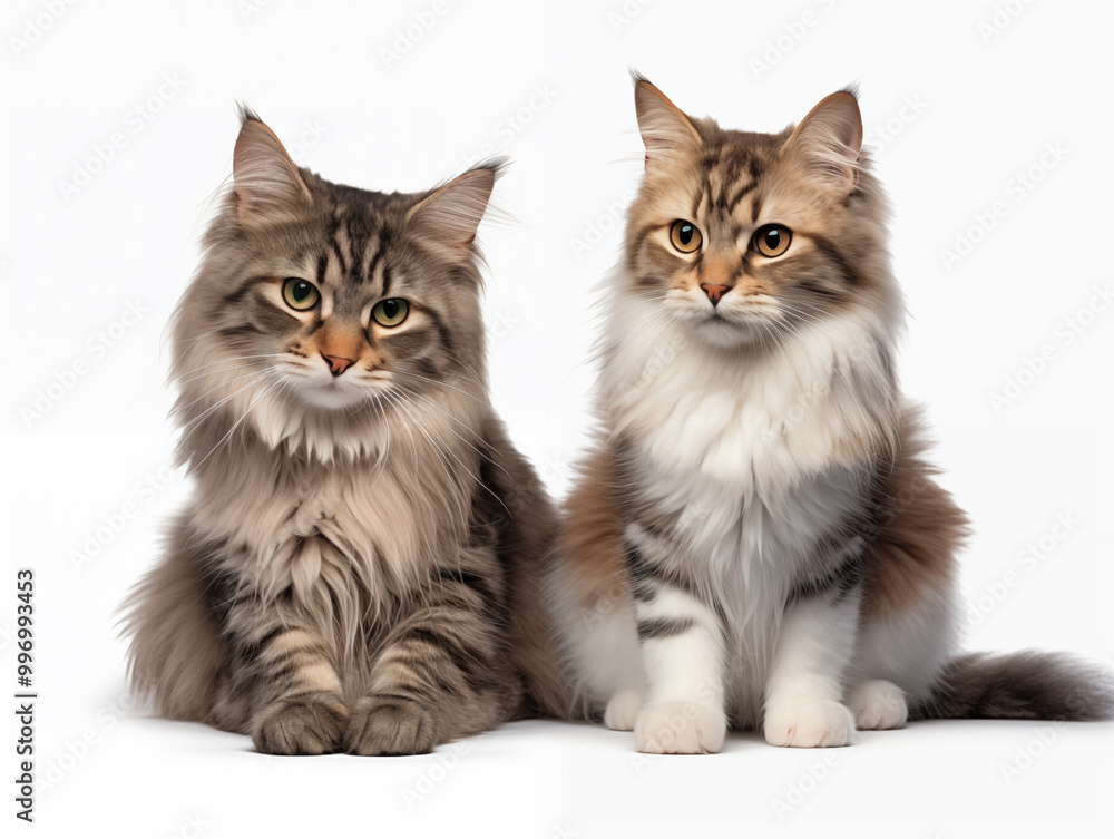 Obraz premium Two brown cats sitting and snuggling each other