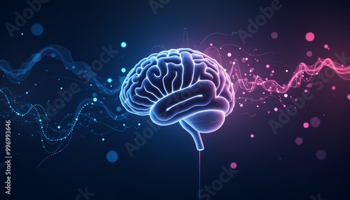 Conceptual Illustration of AI Neural Connections in Human Brain