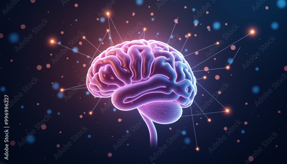 Fototapeta premium Artificial Intelligence Brain with Futuristic Neural Networks