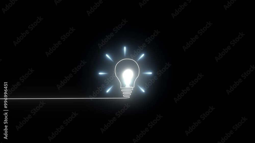 Neon light bulb icon with animation on ISOLATED black background. Neon light bulb icon with animation on ISOLATED black background.
