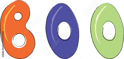 Simple hand drawn vector illustration of the word boo for Halloween, clipart perfect for Halloween party