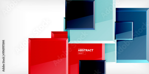 Colorful squares with reflections abstract background design. Vector Illustration For Wallpaper, Banner, Background, Card, Book Illustration, landing page