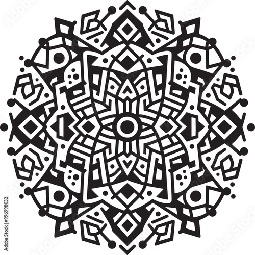 Vector Mandala Design For Coloring Page.