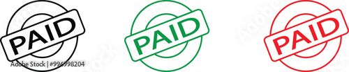 Paid stamp vector texture. Rubber cliche imprint. Web or print design element for sign, sticker, label, Badge, Placard, Notice, Seal, Message, Alert icons set isolated on transparent background.