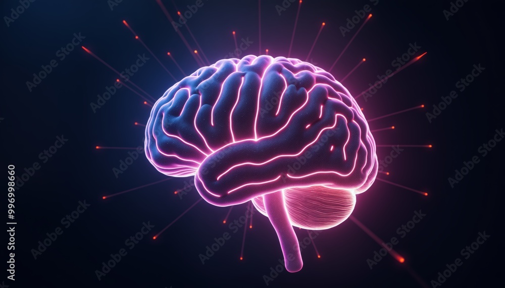 Fototapeta premium Brain Mesh Network Featuring Triangular Connections and Information Flow