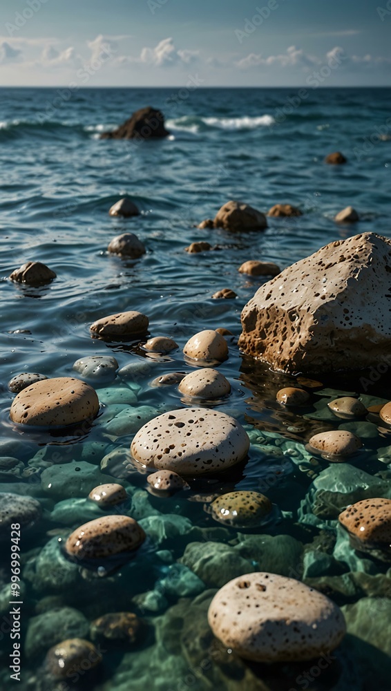 Stones scattered in the ocean. Stones scattered in the ocean.