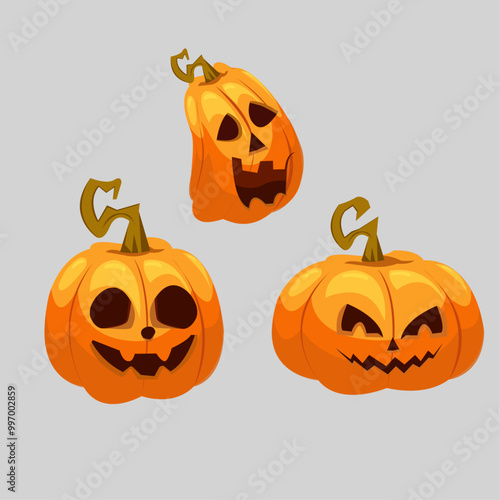 3 spooky pumpkin face for halloween