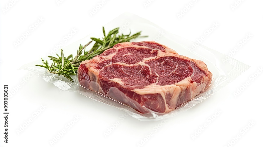 A fresh shank steak vacuum-packed, arranged on a clean white background, highlighting the quality and marbling of the cut. A fresh shank steak vacuum-packed, arranged on a clean white background, highlighting the quality and marbling of the cut.
