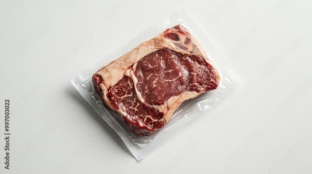 A fresh shank steak vacuum-packed, arranged on a clean white background, highlighting the quality and marbling of the cut. A fresh shank steak vacuum-packed, arranged on a clean white background, highlighting the quality and marbling of the cut.