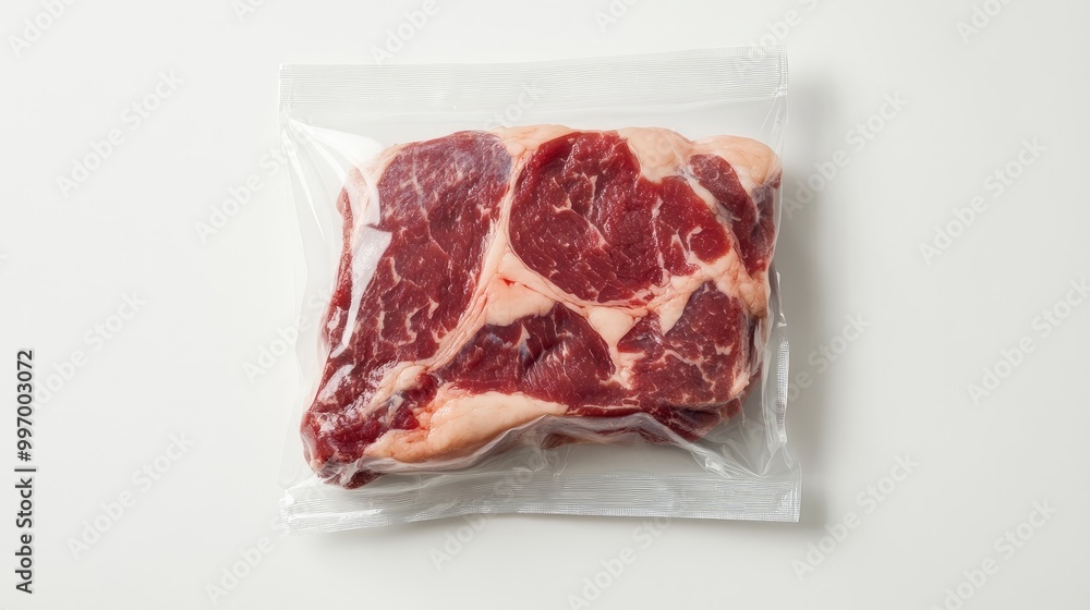 A fresh shank steak vacuum-packed, arranged on a clean white background, highlighting the quality and marbling of the cut. A fresh shank steak vacuum-packed, arranged on a clean white background, highlighting the quality and marbling of the cut.