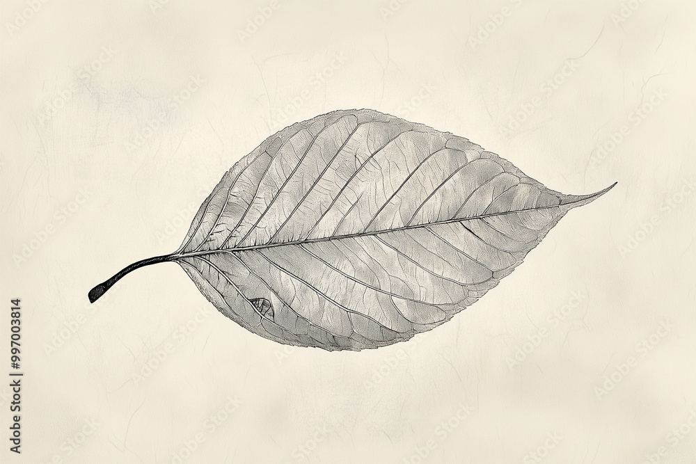 Single Abstract Leaf Shape Drawn with Thin, Precise Lines, Minimalist Elegance Captured Single Abstract Leaf Shape Drawn with Thin, Precise Lines, Minimalist Elegance Captured
