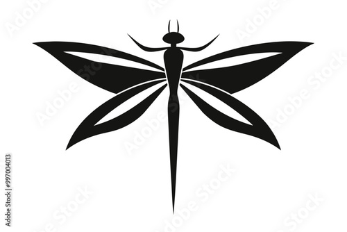 A Dragonfly logo, Dragonfly abstract concep, silhouette black vector art illustration photo