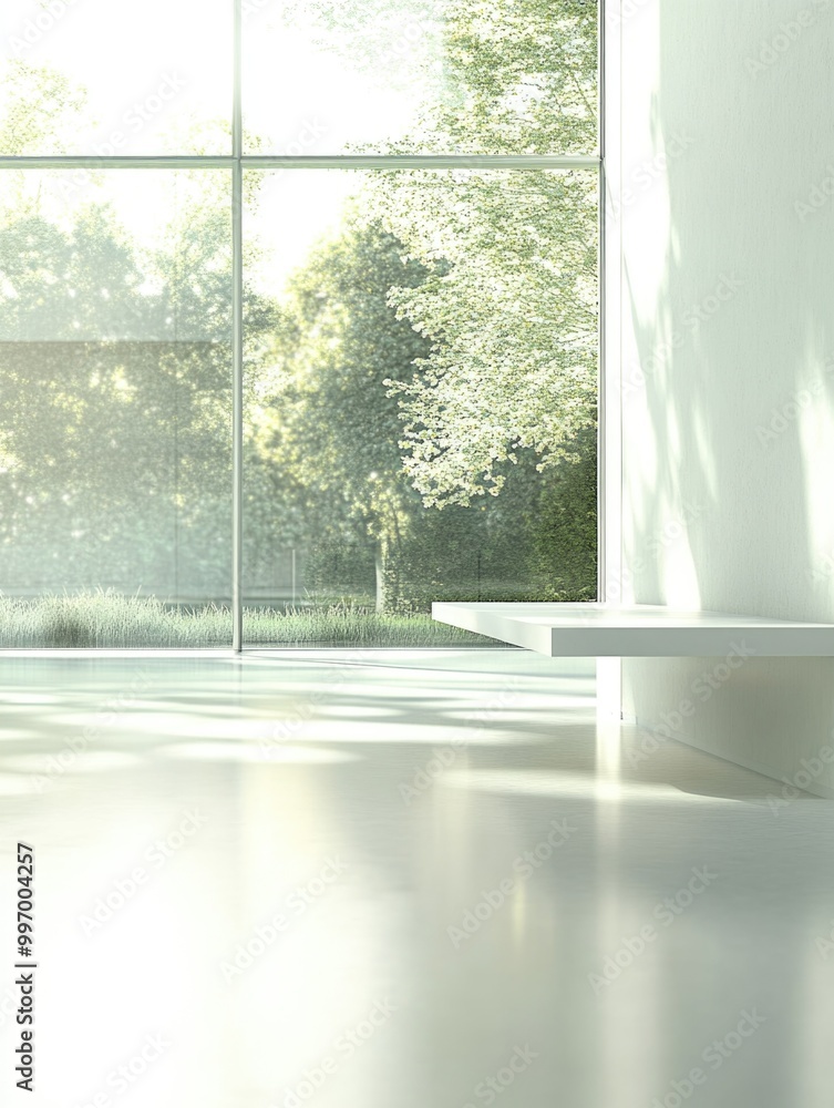 Obraz premium Contemporary Design: Large Room with Floor-to-Ceiling Windows