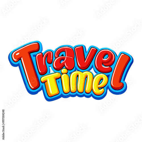 Travel Time typography design on a isolated white background (3)