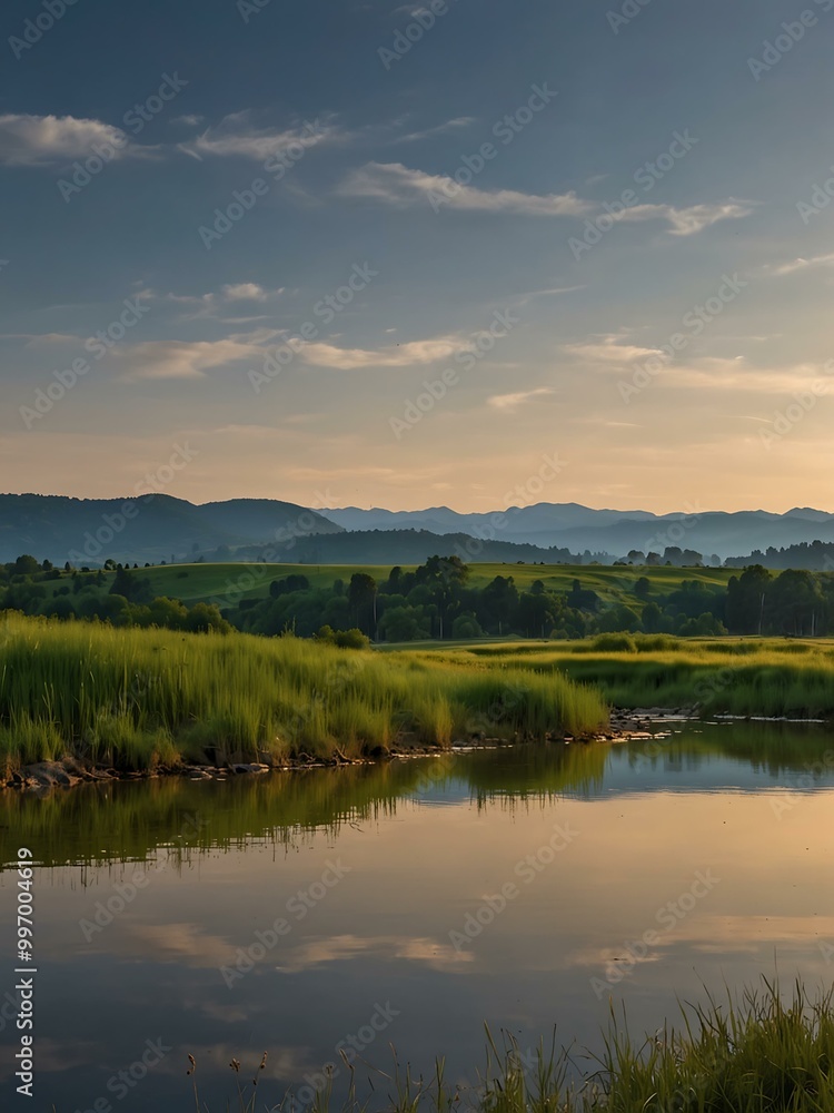 Serene panoramic landscape. Serene panoramic landscape.
