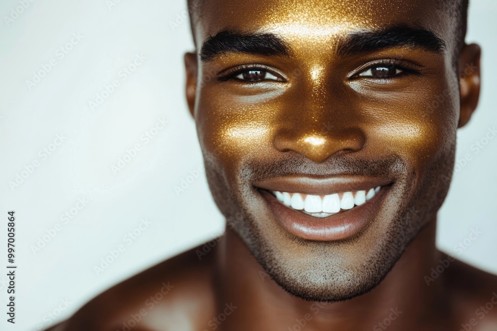 Radiant Smiling Man with Golden Glow Radiant Smiling Man with Golden Glow