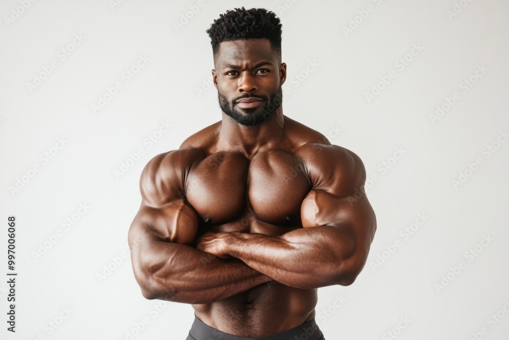 Fototapeta premium Confident Muscular Man with Impressive Physique